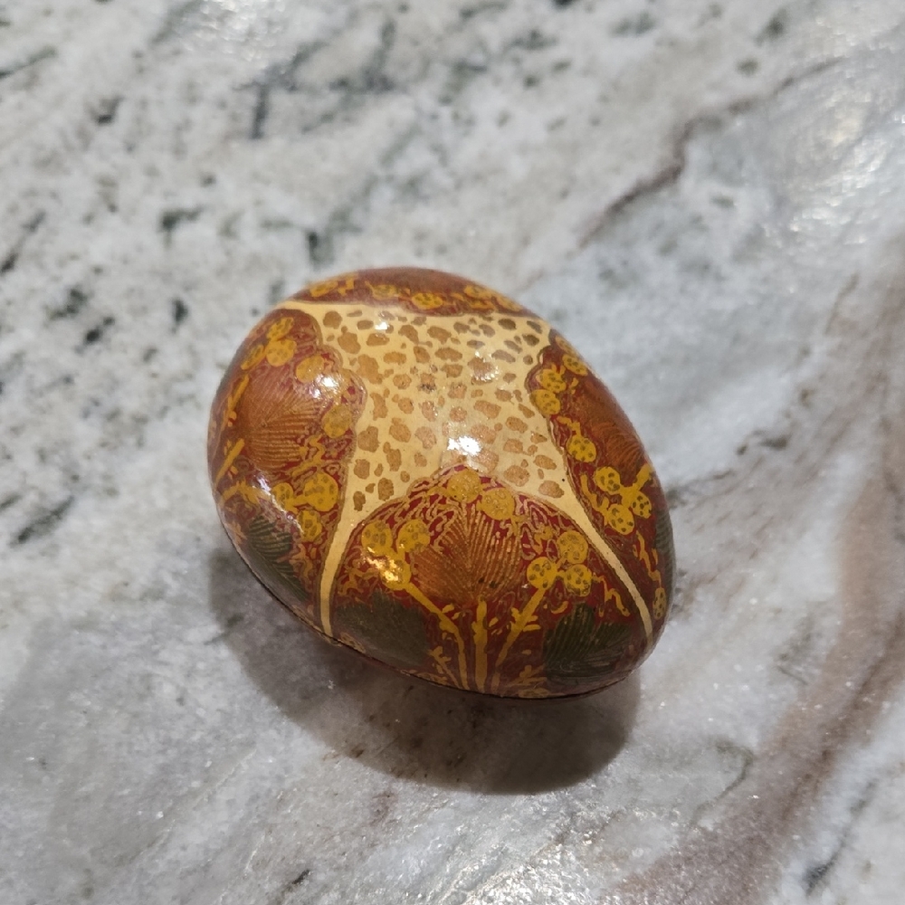 Vintage Kashmir Egg Trinket Box. 